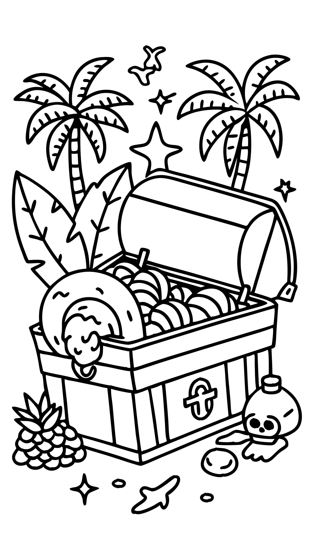 coloring page treasure chest